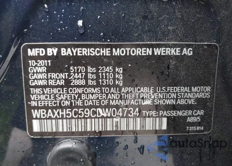 WBAXH5C59CDW04734
